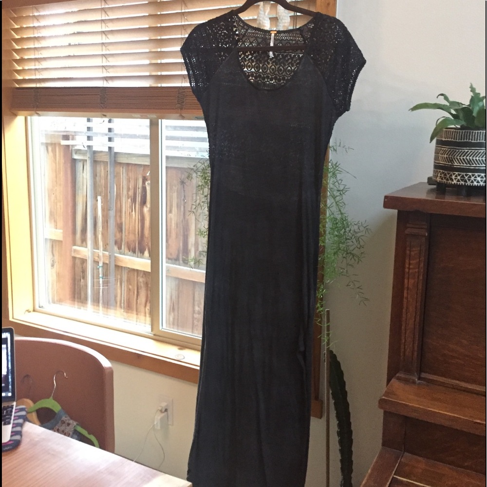 Free People lace back maxi dress w/ side slits